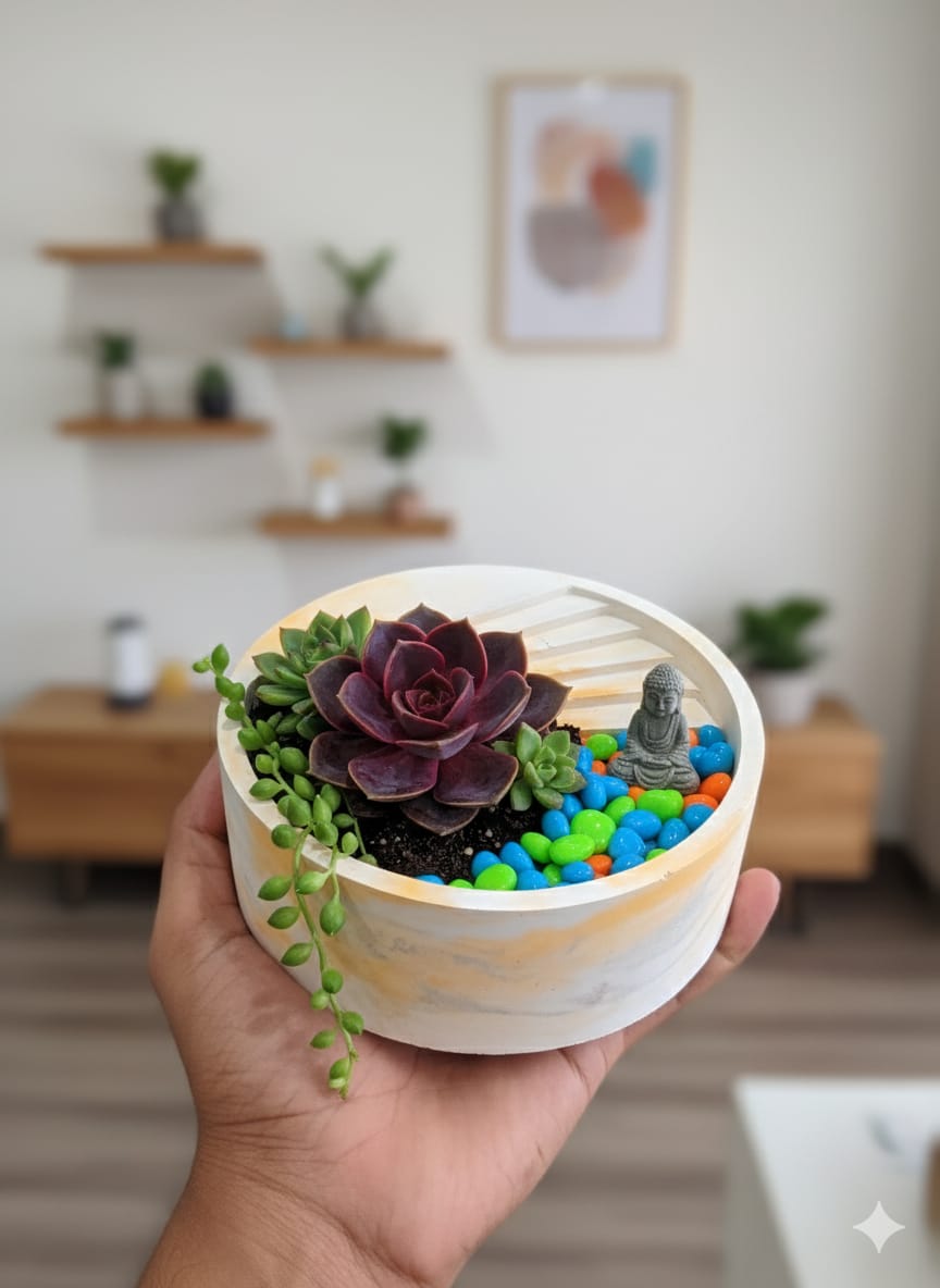 Handcrafted Concrete Stair Design Planter For Succulents