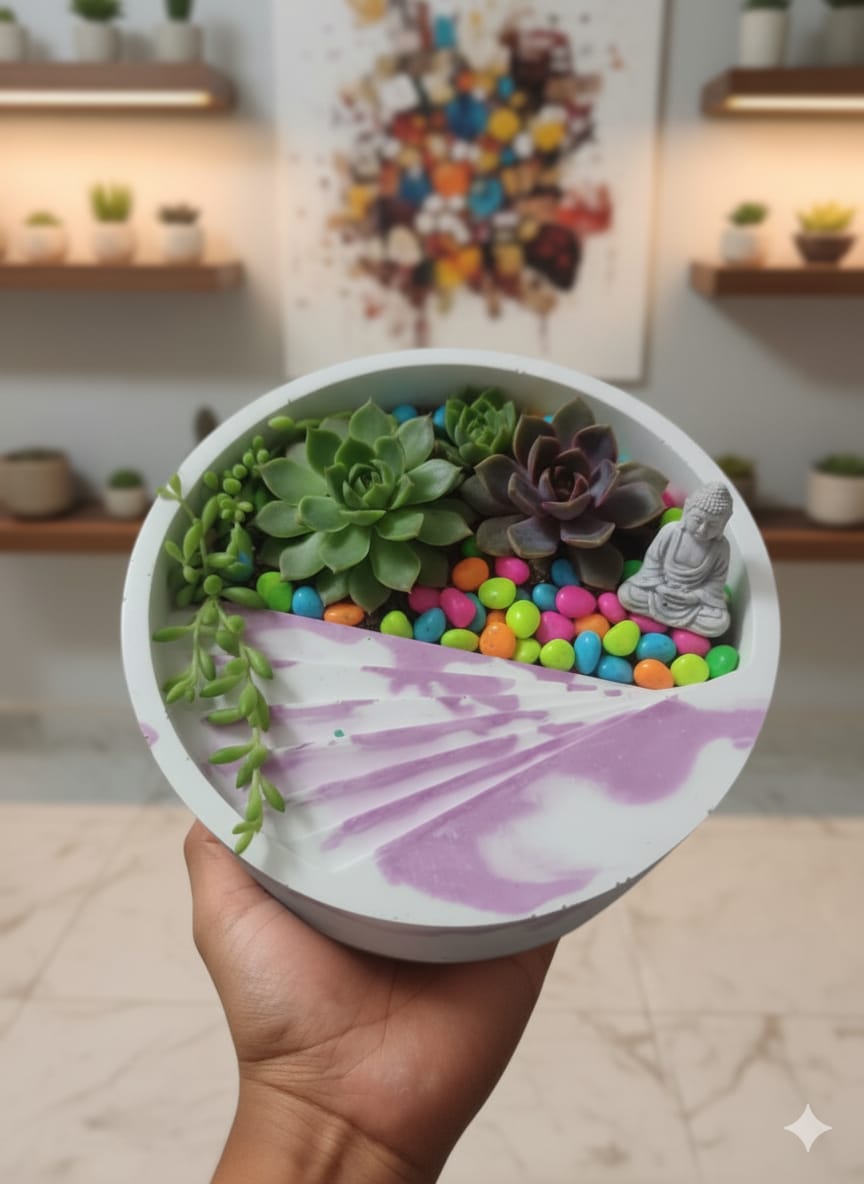 Handcrafted Concrete Stair Design Planter For Succulents